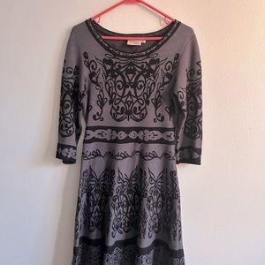 Vintage Classic JTaylor Rayon/Poly Knit Gray/Black Dress ...Size: M